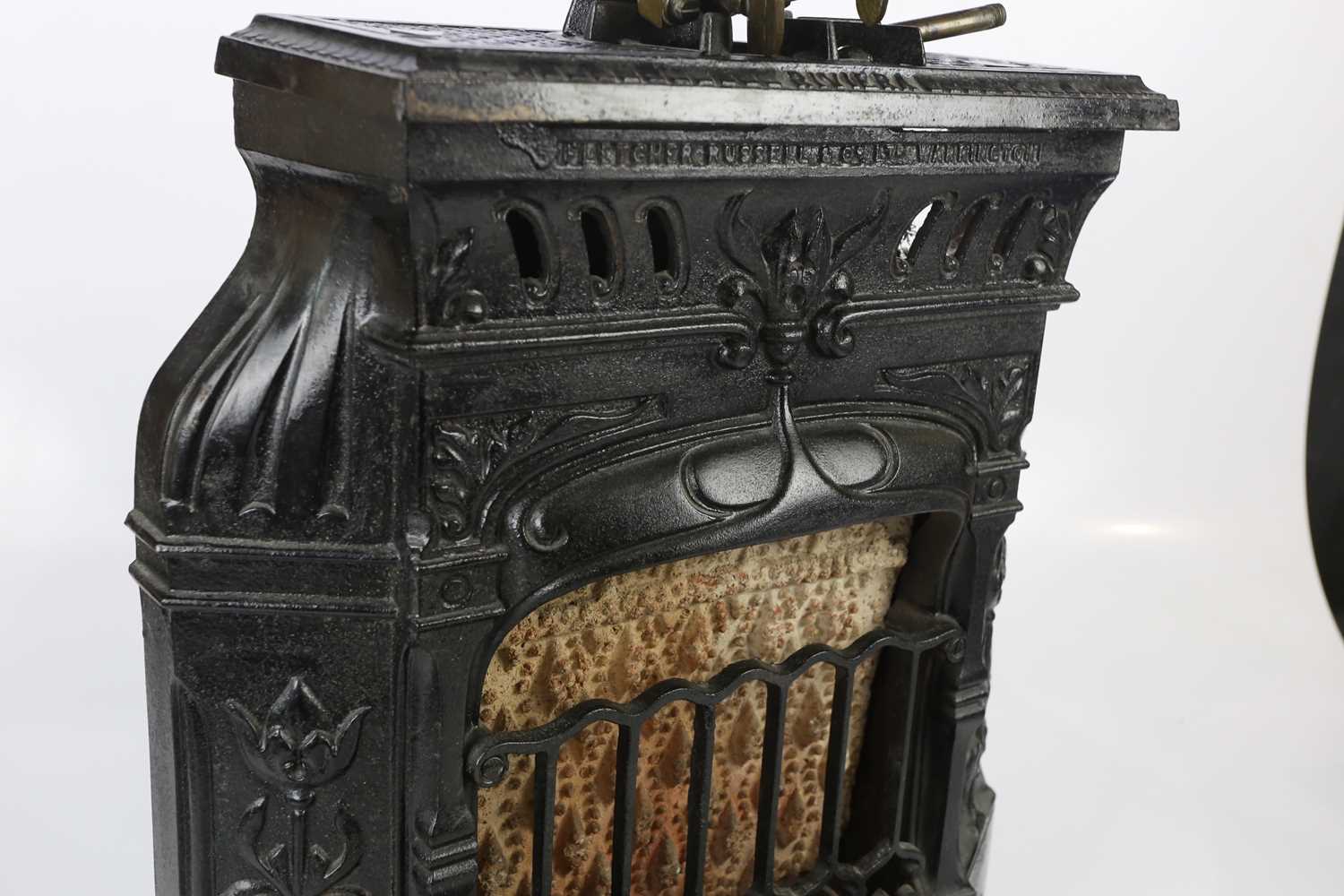 FLETCH & RUSSELL CO, WARRINGTON; a black painted cast iron miniature Riviera fire, 50 x 43cm. - Image 2 of 4