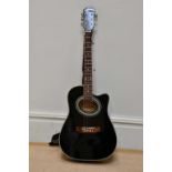 CARLO ROBELLI; a three quarter size acoustic guiter, model no. CRG5BK, with soft case.