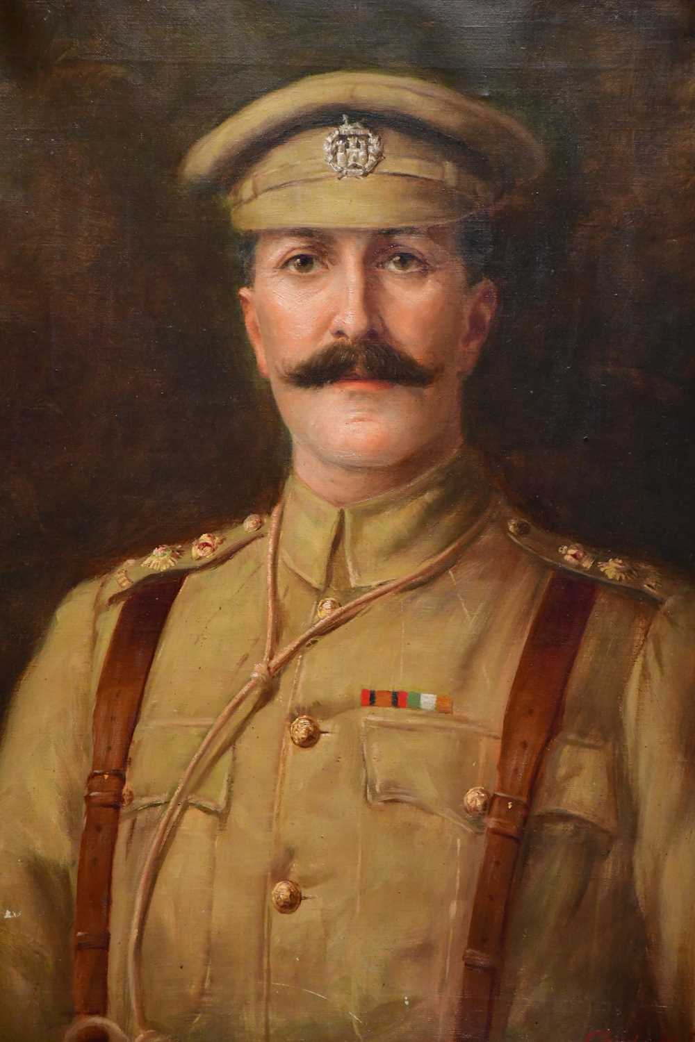 CHARLES H PARKER; a late 19th/early 20th century oil on canvas, portrait of soldier Essex - Image 2 of 4