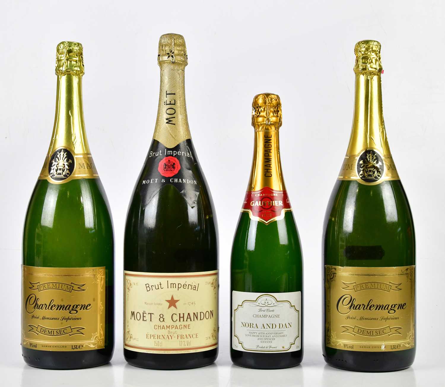 CHAMPAGNE; a magnum bottle of Moët & Chandon, Brut Imperial, 150cl, 12%, and a bottle of Gauthier,