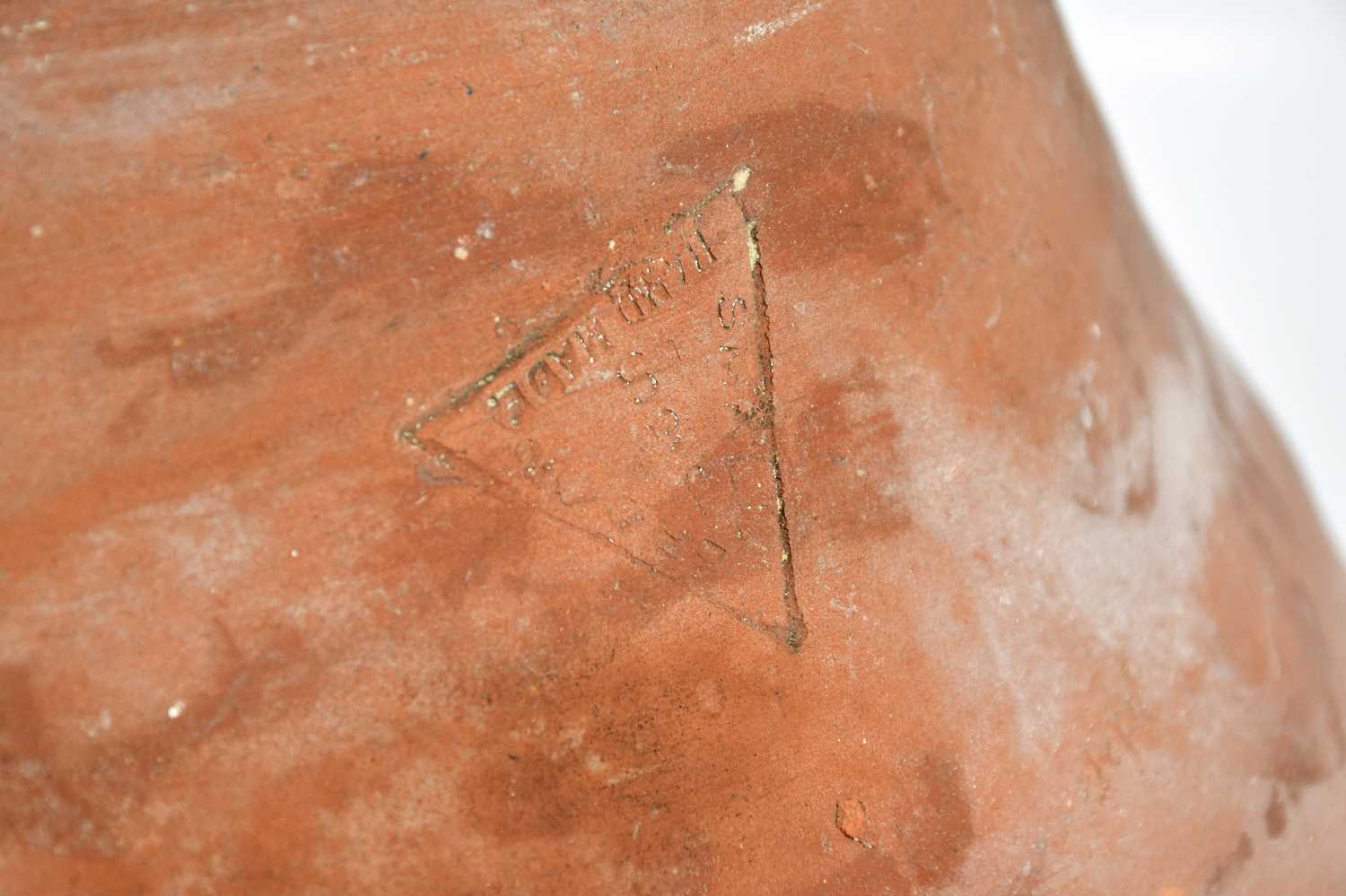 A large slipware terracotta dairy bowl, height 22cm. - Image 6 of 6