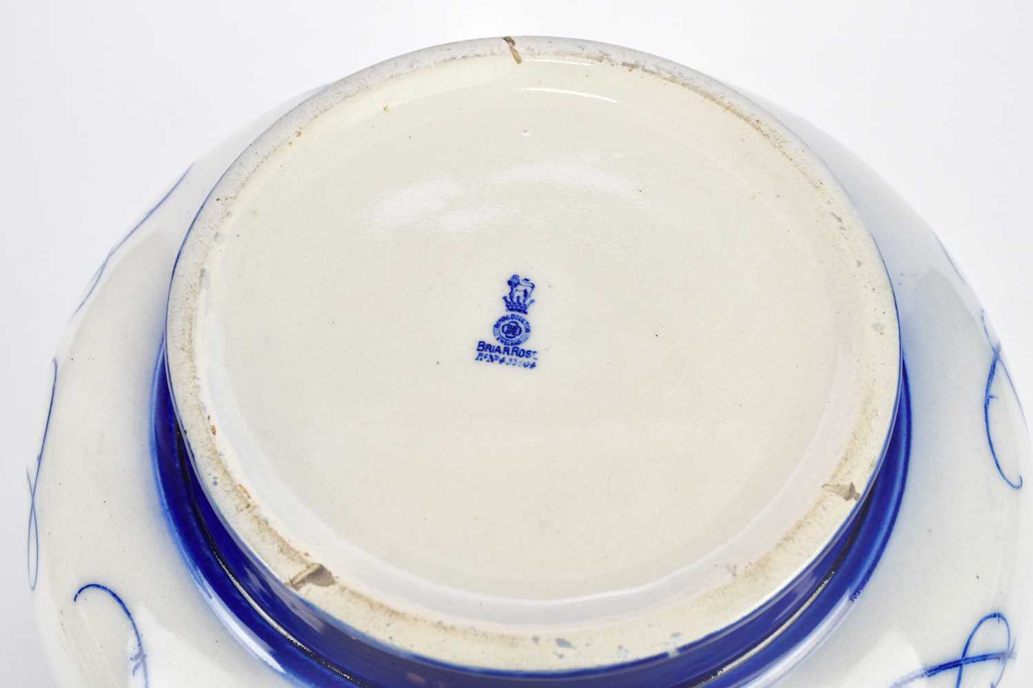 ROYAL DOULTON; a large ‘Briar Rose’ pattern blue and white jardiniere, diameter 32cm. Condition - Image 4 of 4