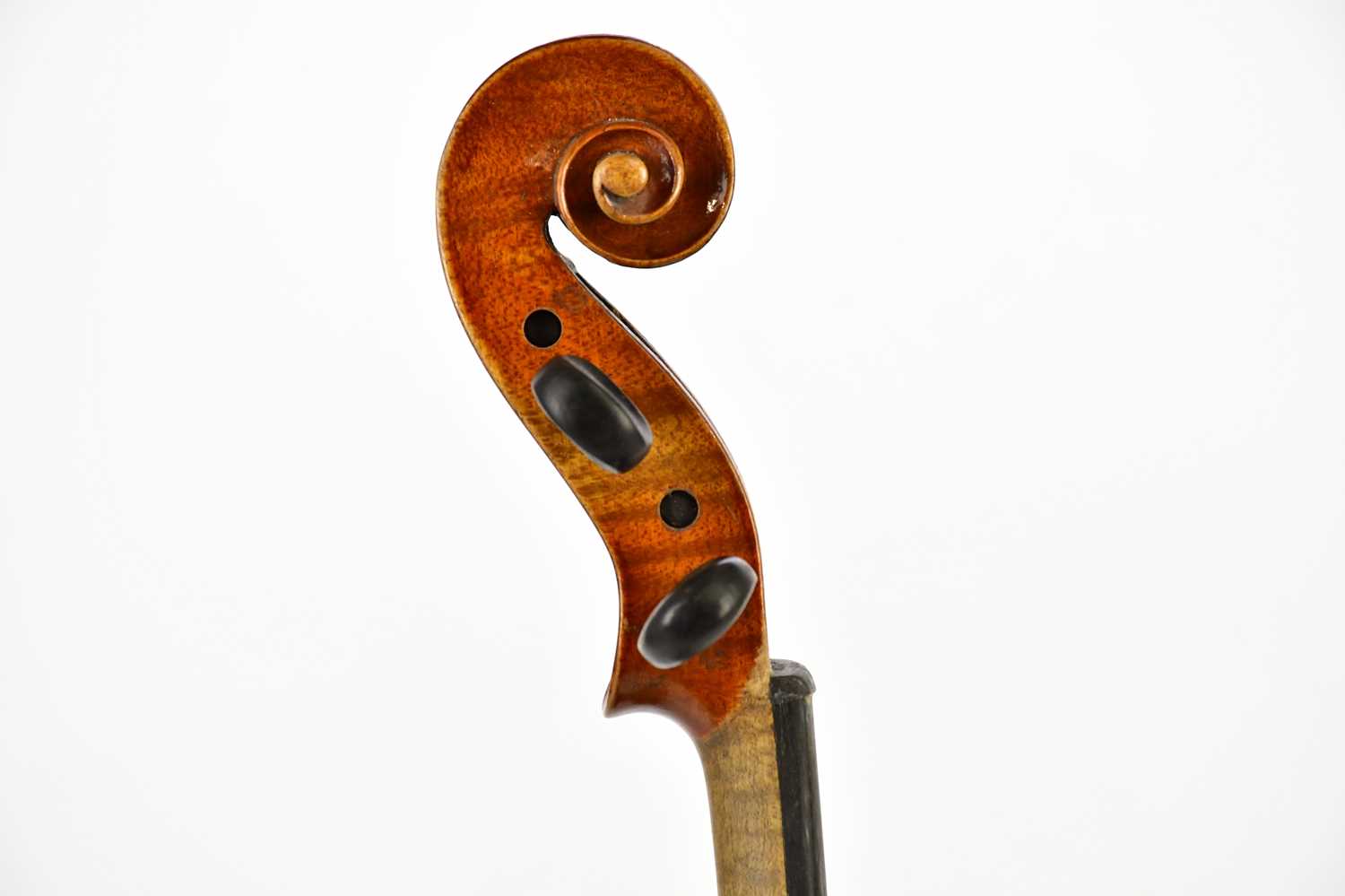 A full size German violin with two-piece burr maple back length 36cm, labelled 'Manufactured in - Image 5 of 13