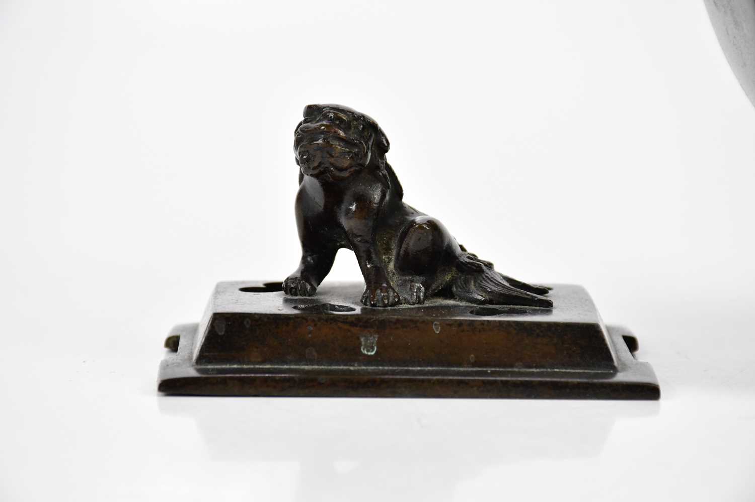 An early 20th century Japanese bronze Koro and cover with Shih Tzu dog mounted to the cover and - Image 6 of 7