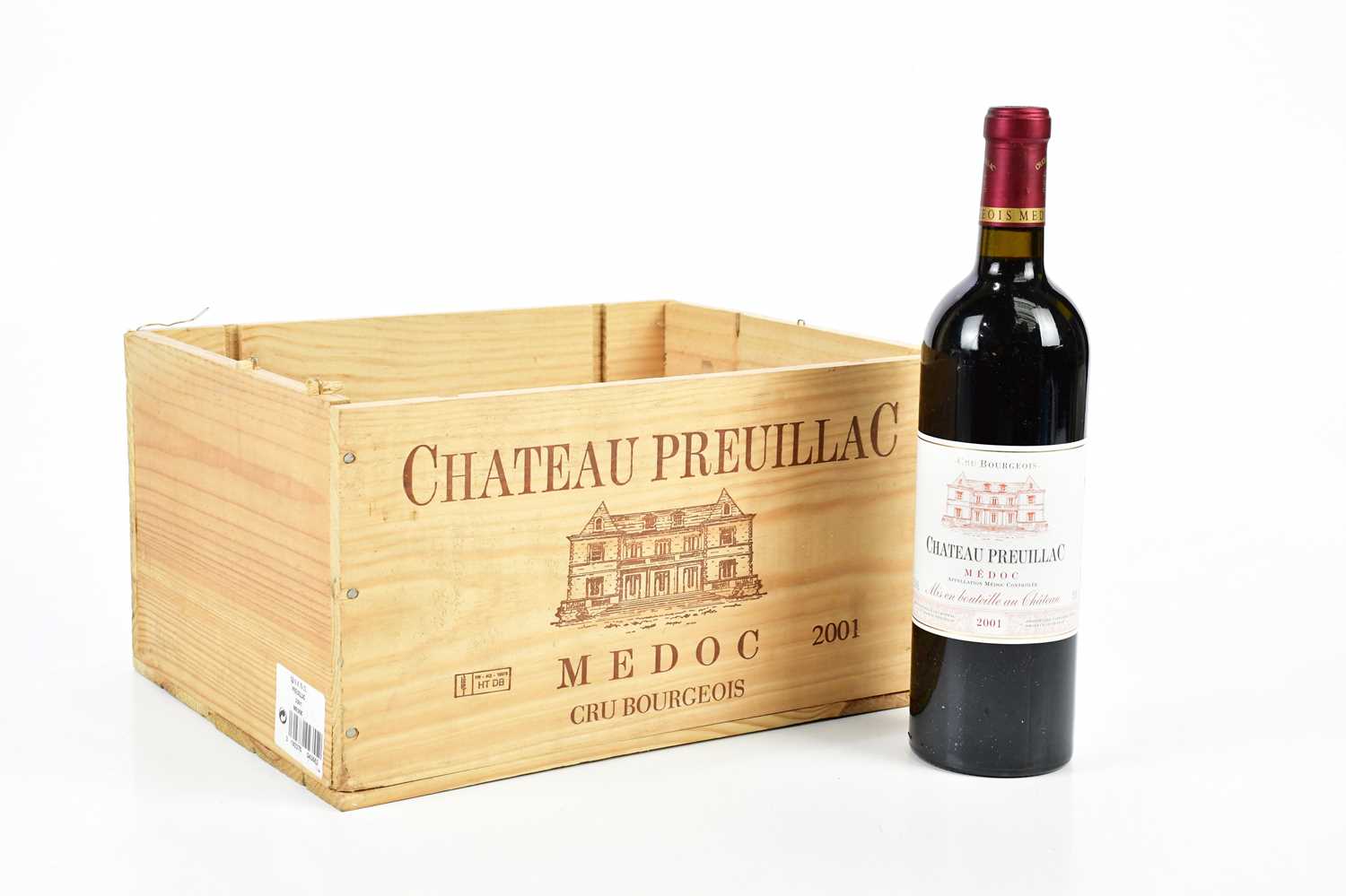 RED WINE; four bottles Château Preuillac Medoc, mis en Bouteille au Château, 2001, in wooden - Image 4 of 4