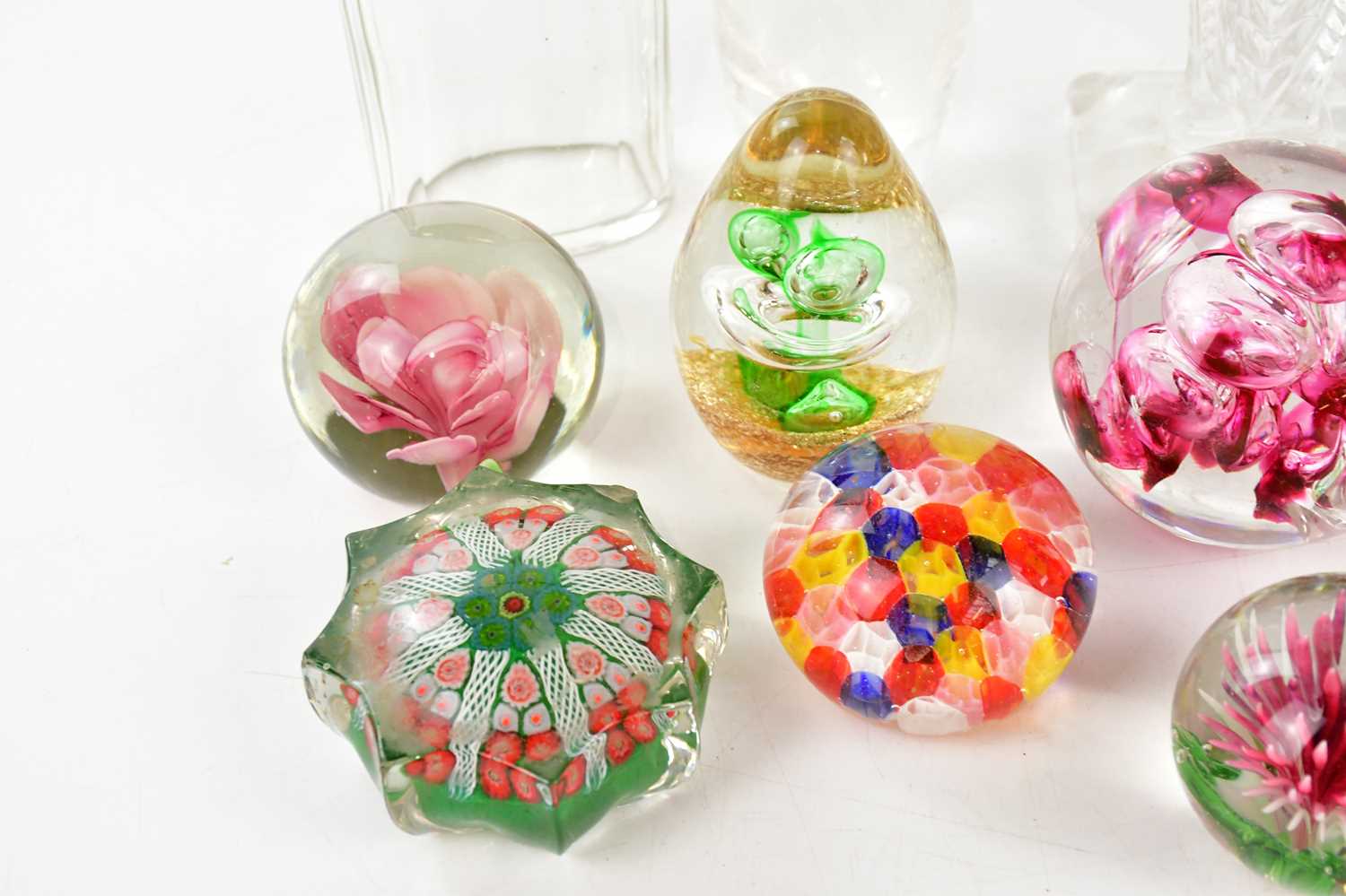 A collection of seven paperweights, together with further cut glass items and a hallmarked silver - Image 2 of 5