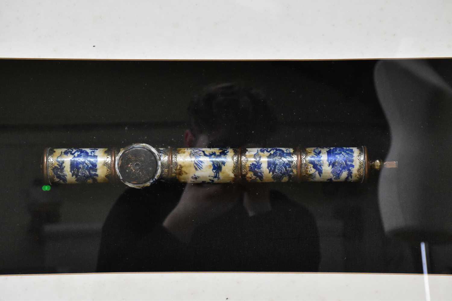 A green resin and white metal mounted opium pipe, together with a blue and white metal mounted opium - Image 3 of 4