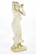 A modern resin figure of a maiden wearing a flowing dress, height 82cm.