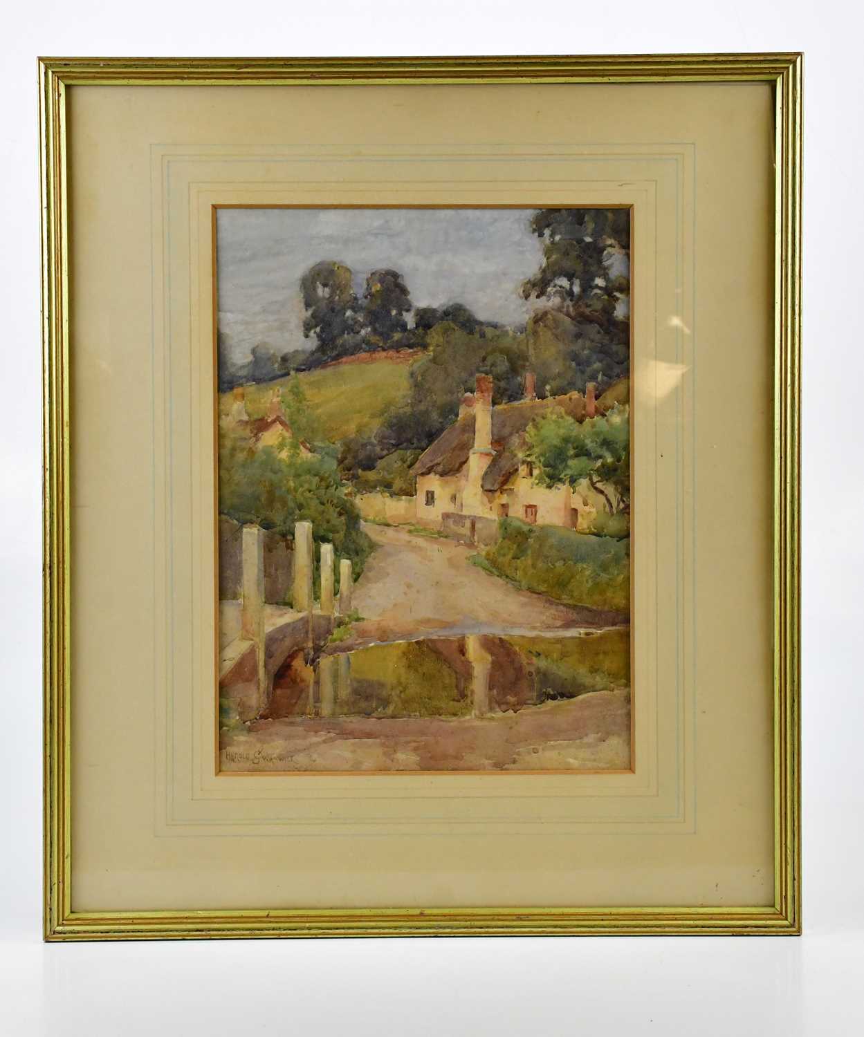 HAROLD SWANWICK; watercolour, cottage scene, signed lower left, 33 x 24cm, framed and glazed.