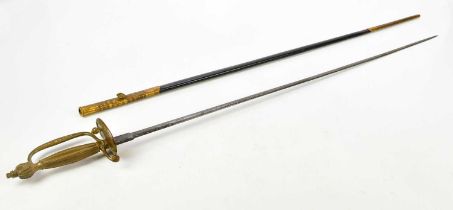 A George V court dress sword with scabbard, length 99cm.