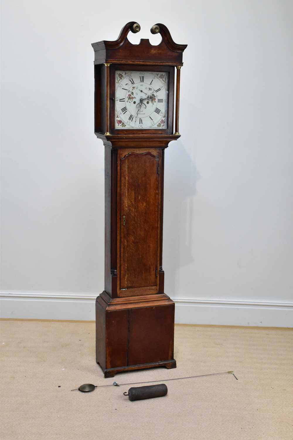 FERNAL, WREXHAM; an 18th century eight day longcase clock, the painted dial set with Roman and