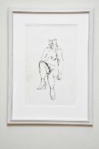 † JOHN PIPER (1903-1992); ink drawing, 'Myfanwy - Seated Nude', signed and dated 71, bears