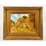 † RICHARD TELFORD; oil on canvas, cottage scene, signed lower right, 30 x 40cm, framed.