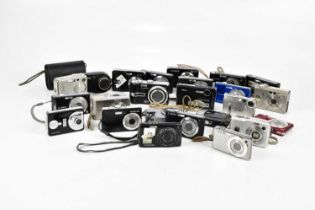 A collection of digital cameras, to include a Nikon Coolpix S6, a Casio Exilm EX-Z7, a Lumix DMC-