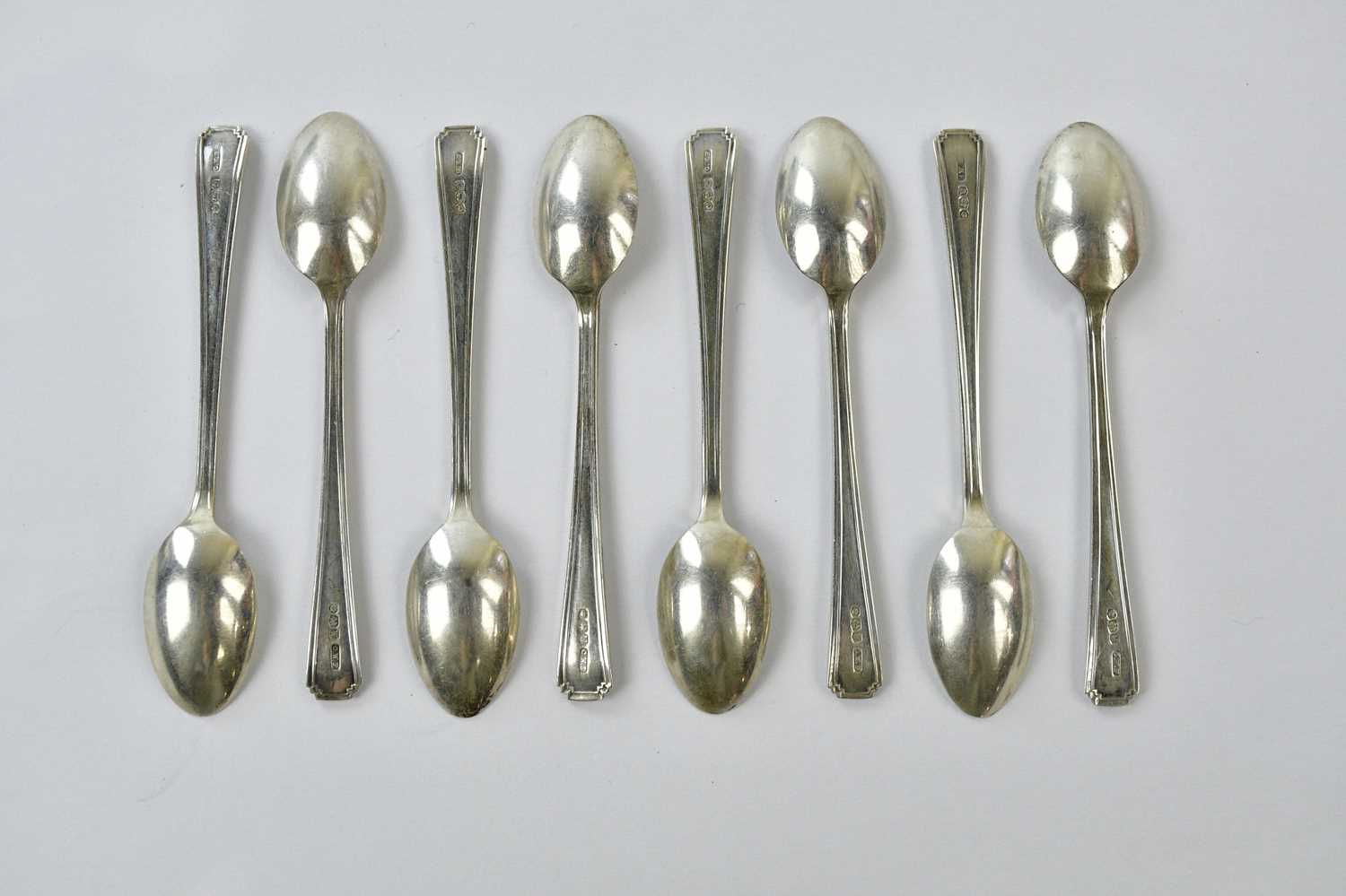 C W FLETCHER & SONS LTD; a set of eight George VI hallmarked silver teaspoons, with cast Art Nouveau - Image 2 of 2