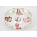 A late 19th/early 20th century Chinese porcelain Wu Shuang Famille Rose saucer/dish, decorated