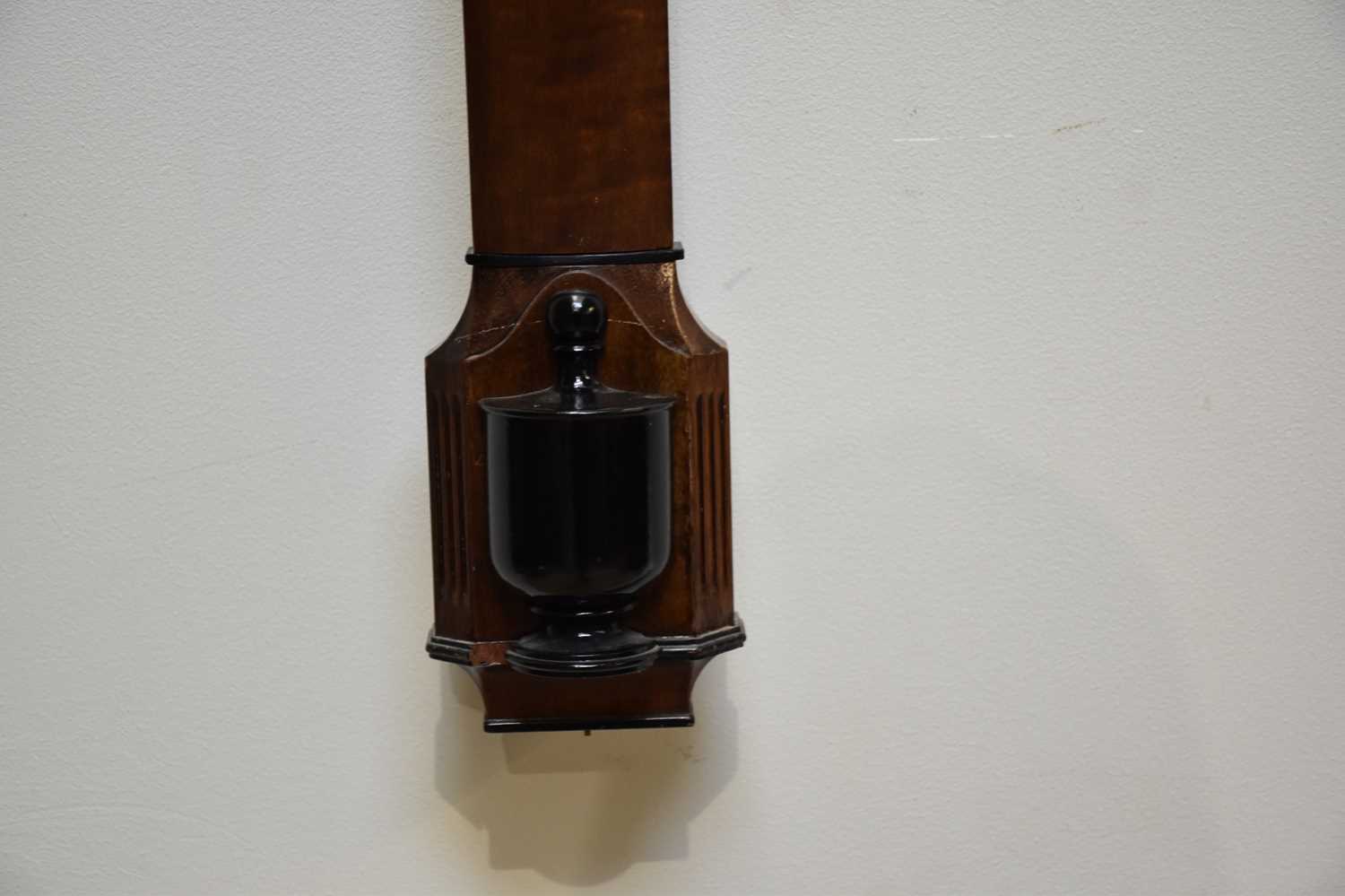 J BLATT, BRIGHTON; a mahogany bowfront stick barometer, with silvered dial, length 92cm. - Image 3 of 4