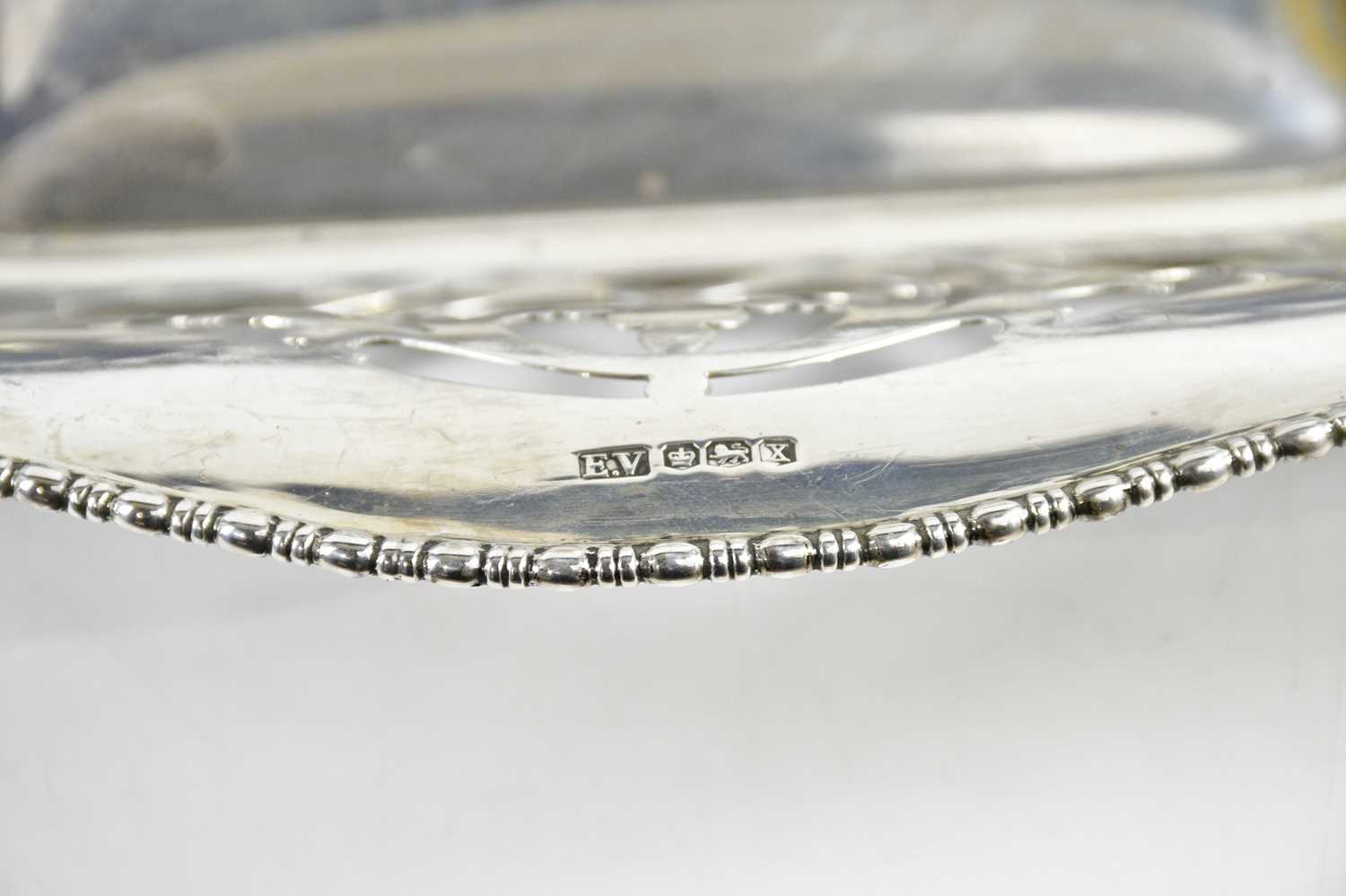 VINERS LTD; a George VI hallmarked silver bread basket with cast rim and pierced decoration, - Image 3 of 3