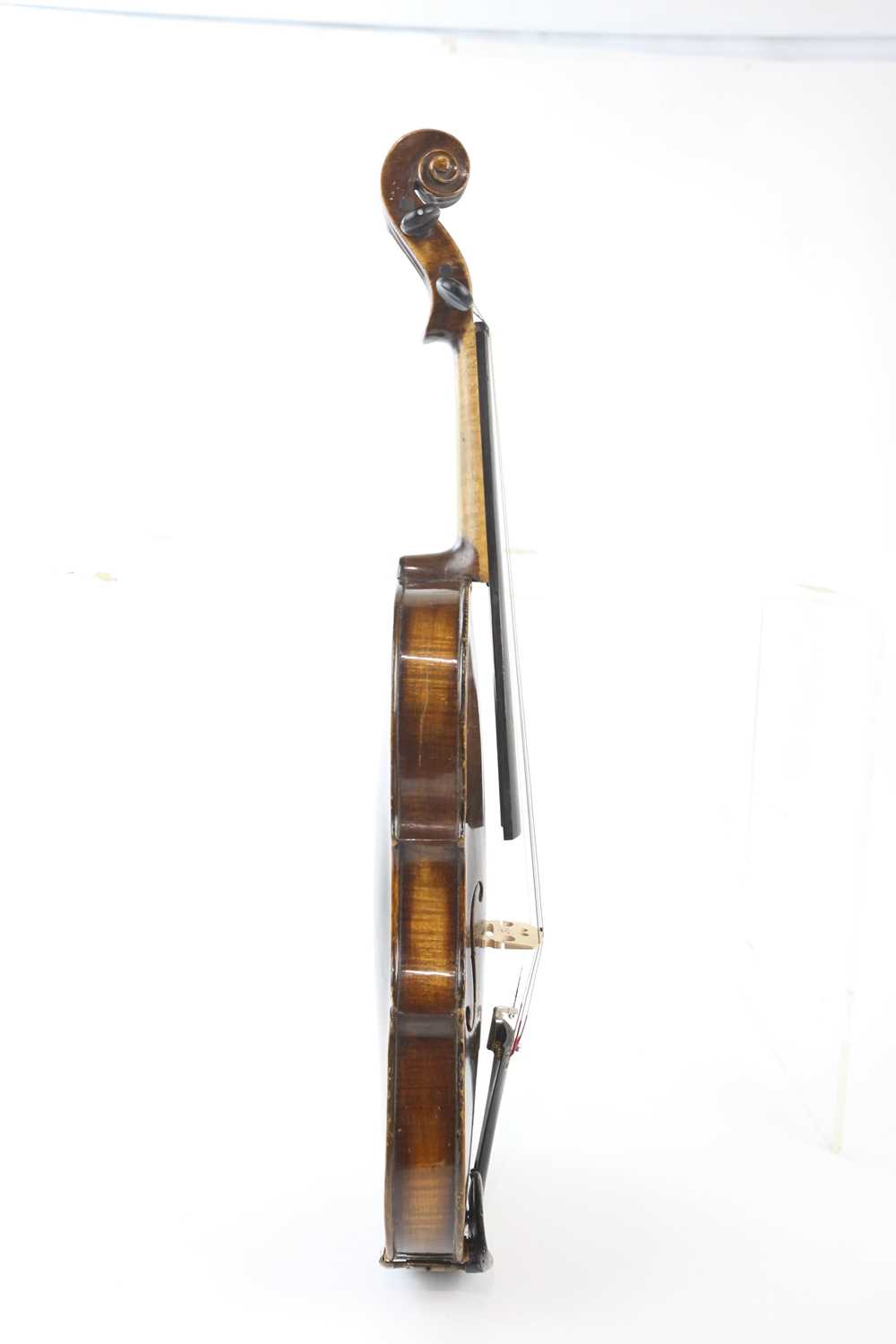 A German violin with a 36cm two piece back and bow. - Image 5 of 12