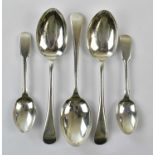 VINERS LTD; three George V hallmarked silver spoons, Sheffield 1920, together with two further