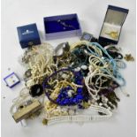 A quantity of assorted costume jewellery and watches including a lady's Longines wristwatch, a