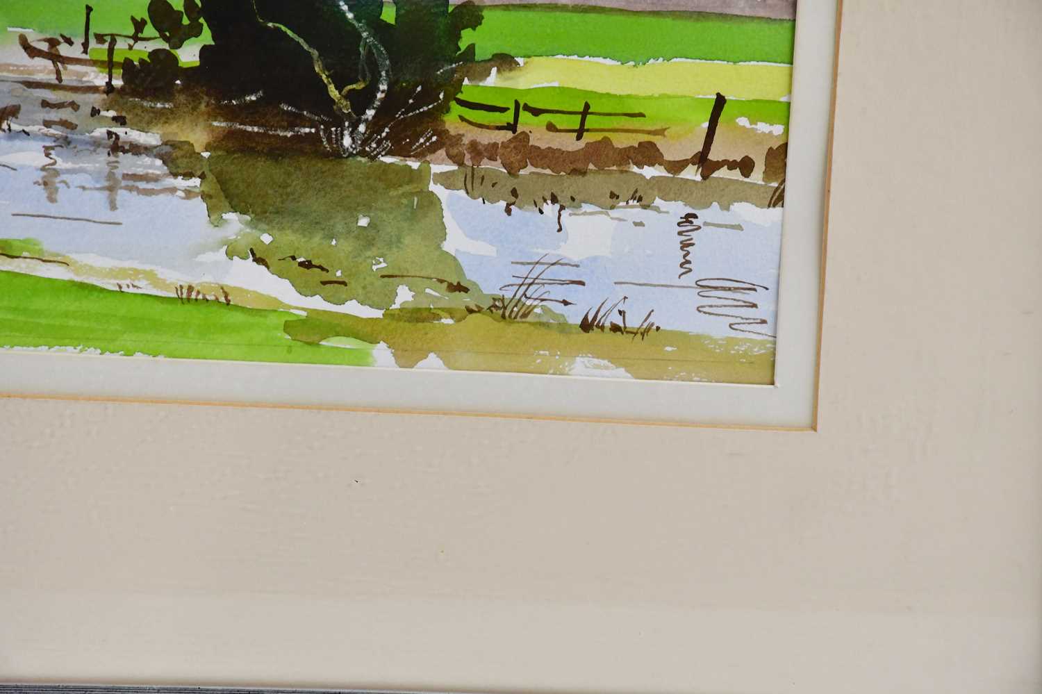 † ALAN BENSON; watercolour, rural landscape, signed lower left, 31 x 42.5cm, framed and glazed. - Bild 3 aus 4