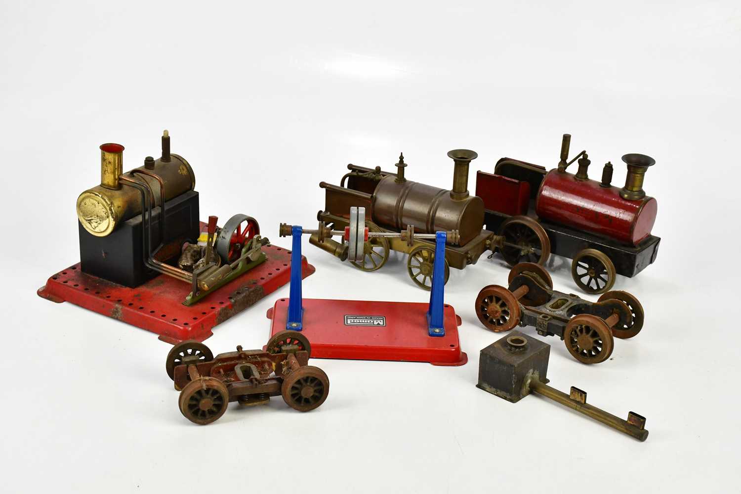 Two scratch built engines, one inscribed 'Zulu', length 18cm, a Mamod engine, a further steam engine