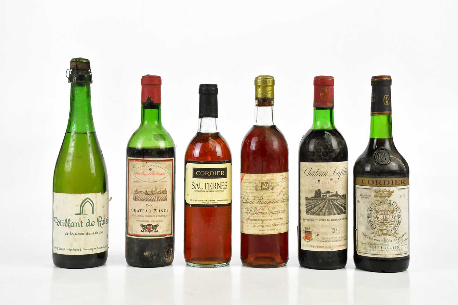 RED WINE: a bottle of Chateau Lafitte Grand Vin 1970, a bottle of Chateau Roumieu Lacoste 1970, a