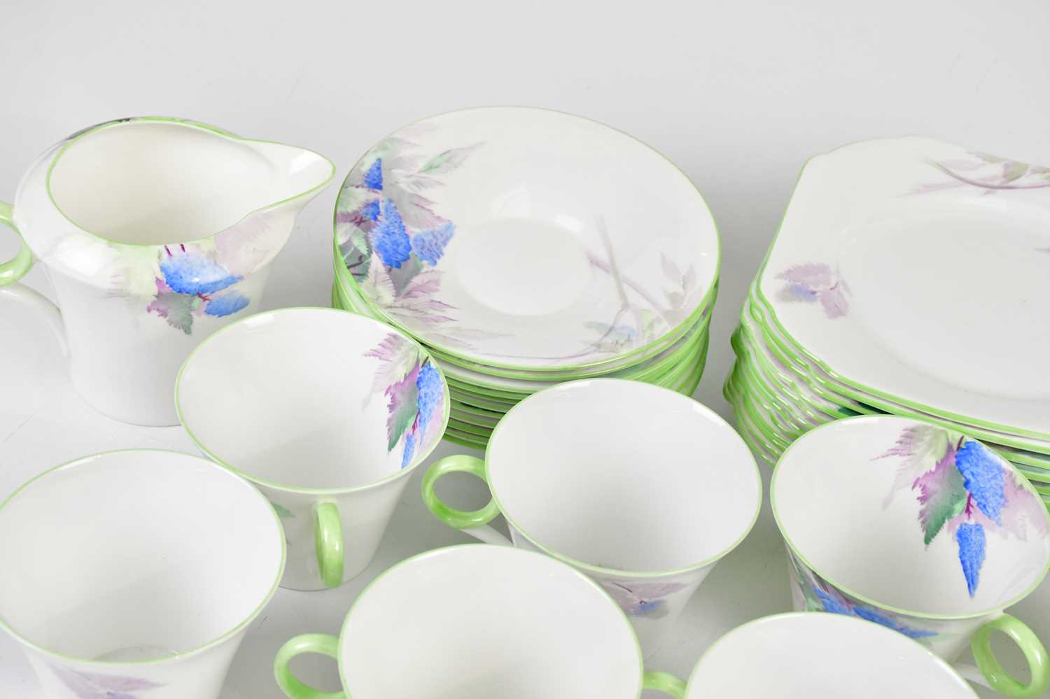 SHELLEY; a 'Silver Sage' pattern part tea service including eleven saucers, eleven cups, two cream - Image 2 of 4