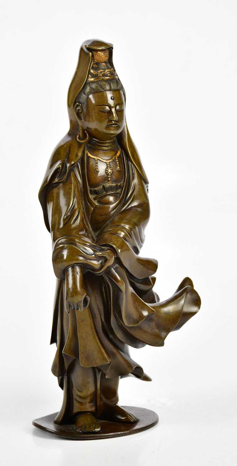 An early 20th century bronze figure of Guan Yin, height 23cm,