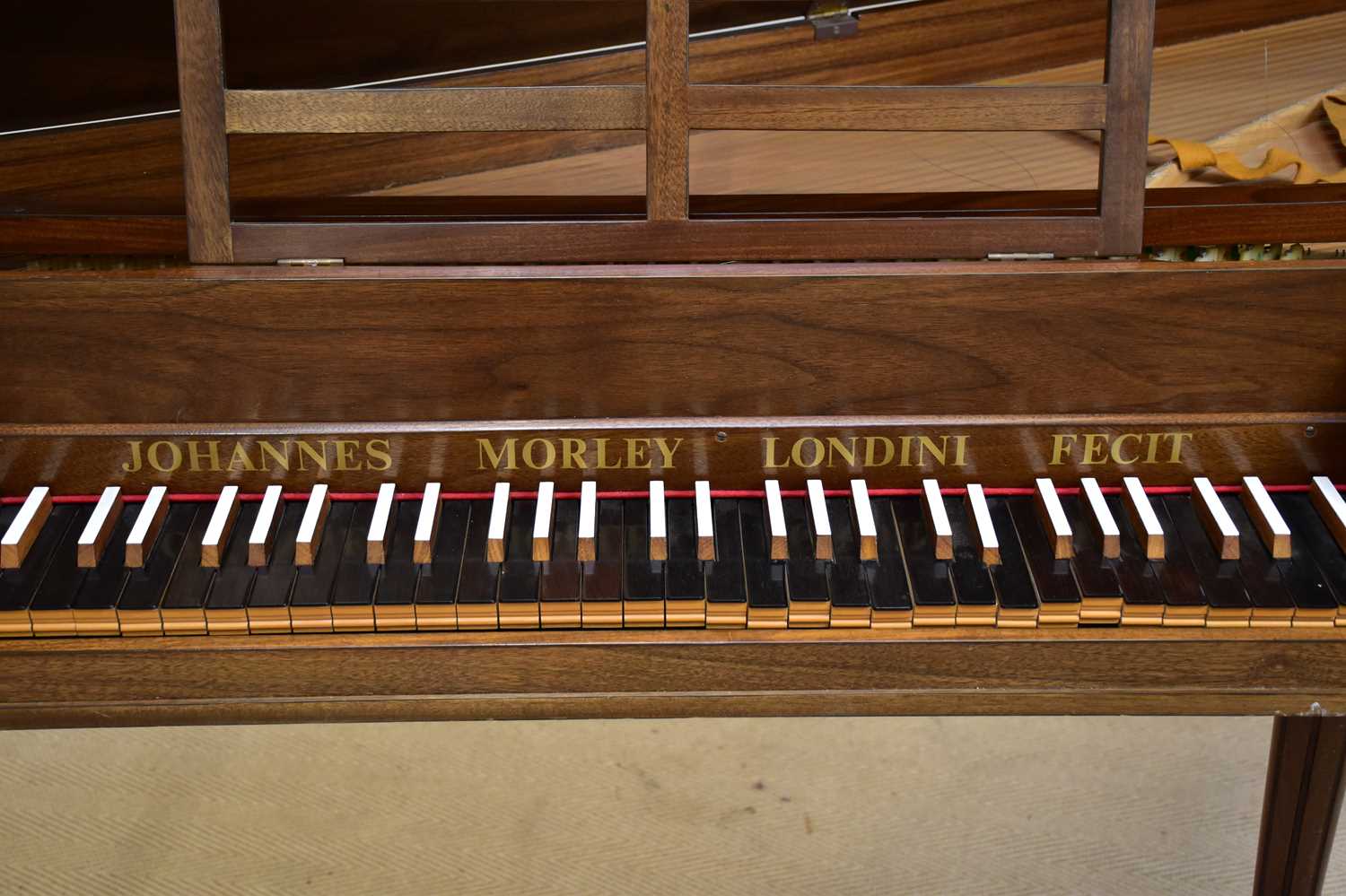 JOHANNES MORLEY; a 20th century walnut cased spinet, on turned and fluted legs, signed ‘Johannes - Image 2 of 6