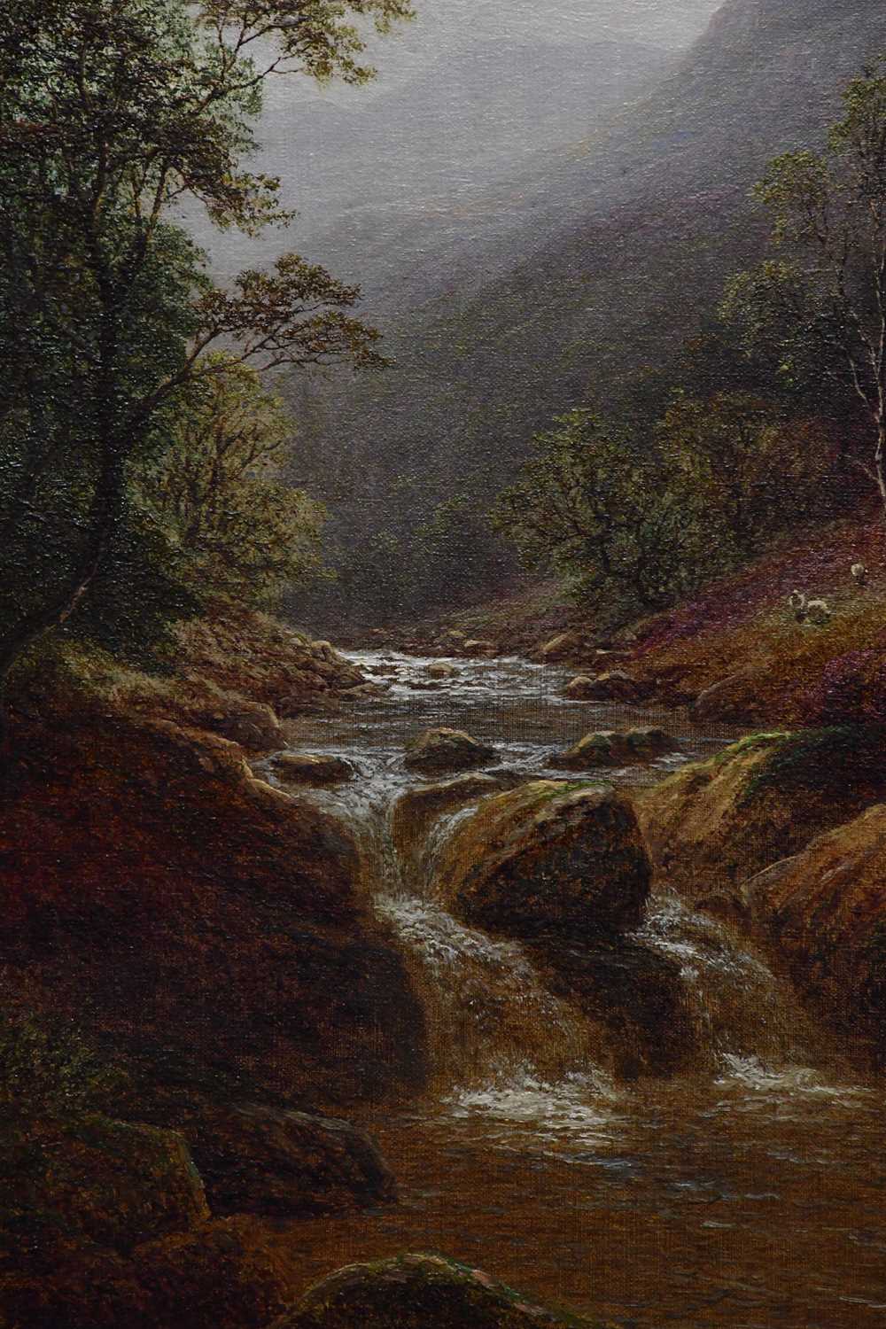 WILLIAM MELLOR (1851-1931); oil on canvas, 'On The Lledr, North Wales', signed, bears Unicorn - Image 2 of 5