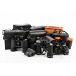 Ten pairs of modern binoculars in various cases, to include a pair of Fernseh Zoom 7X12X40