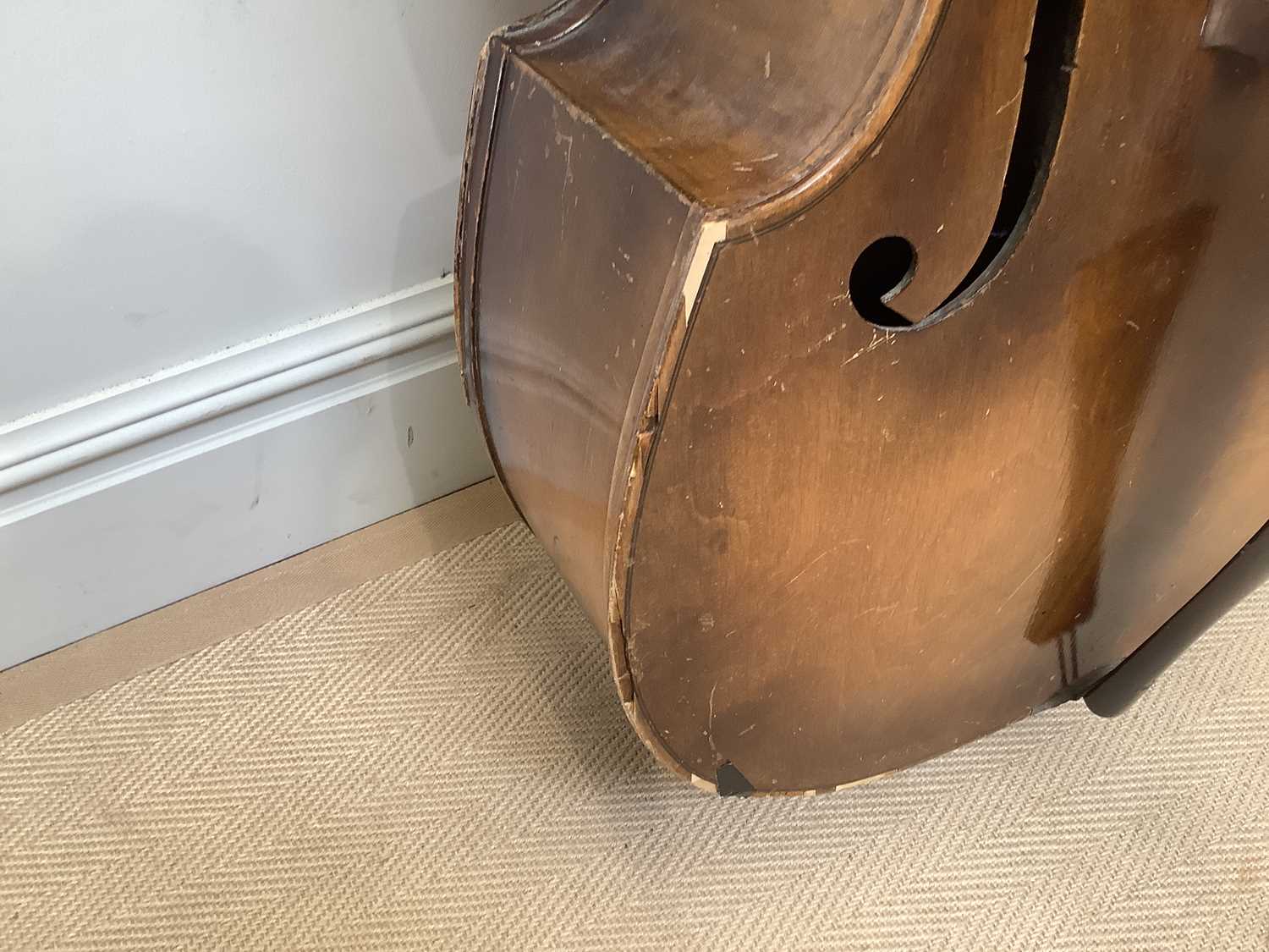 A Czechoslovakian double bass, with 111cm single piece back, overall length 190cm. - Image 4 of 7