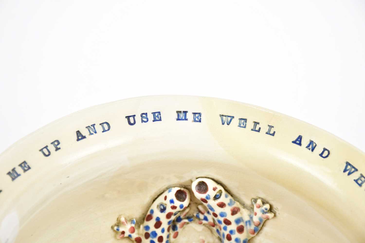 BARGEWARE; a chamber pot, inscribed 'Pick me up, use me well and what I see I will not tell, Jonas - Image 3 of 8
