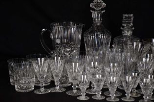 WATERFORD; a collection of assorted glasses including sherry, beakers, decanter, and assorted