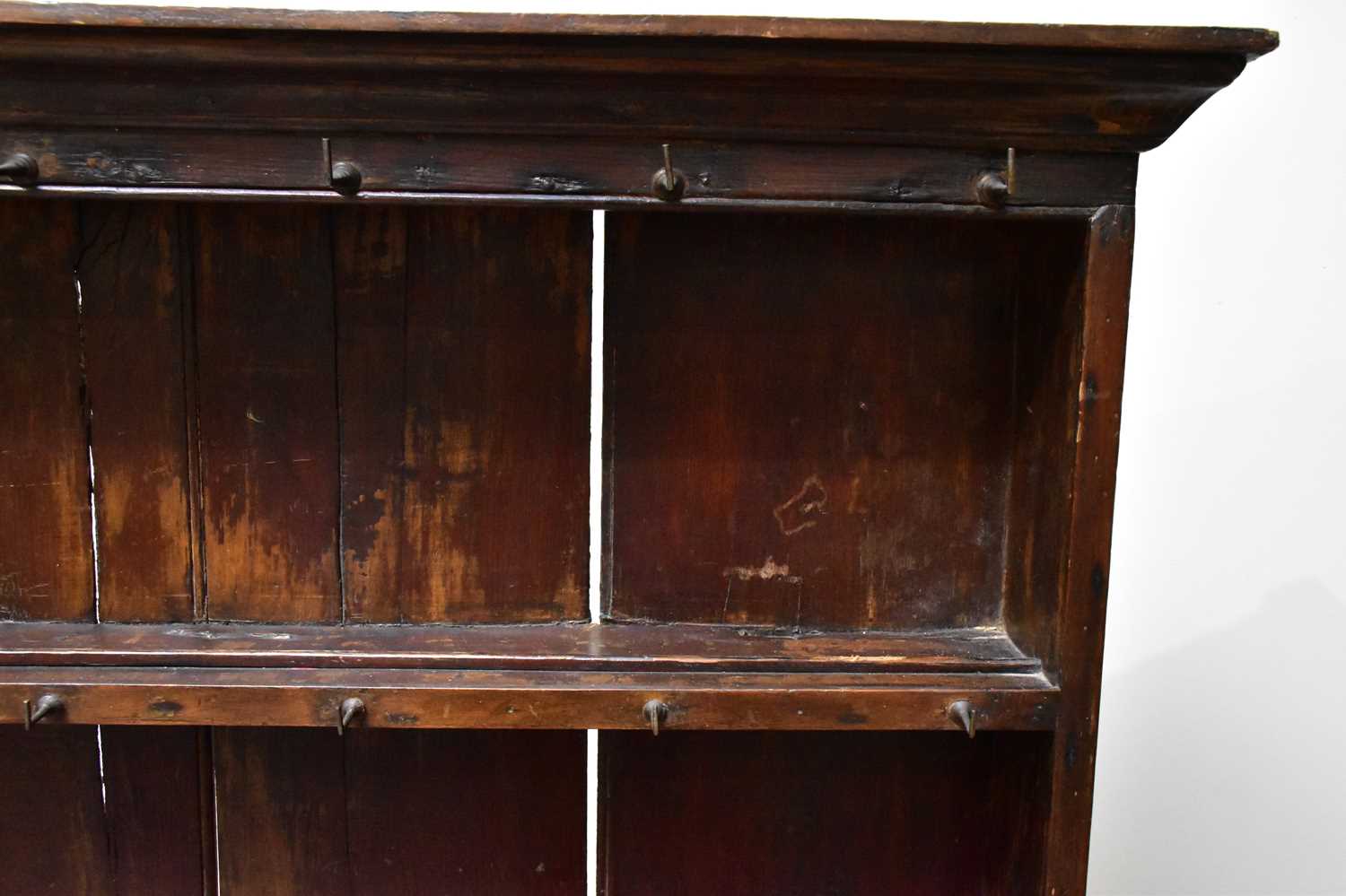 A George III oak dresser, with plate rack above two drawers and two alcoves, height 192cm, width - Image 3 of 4