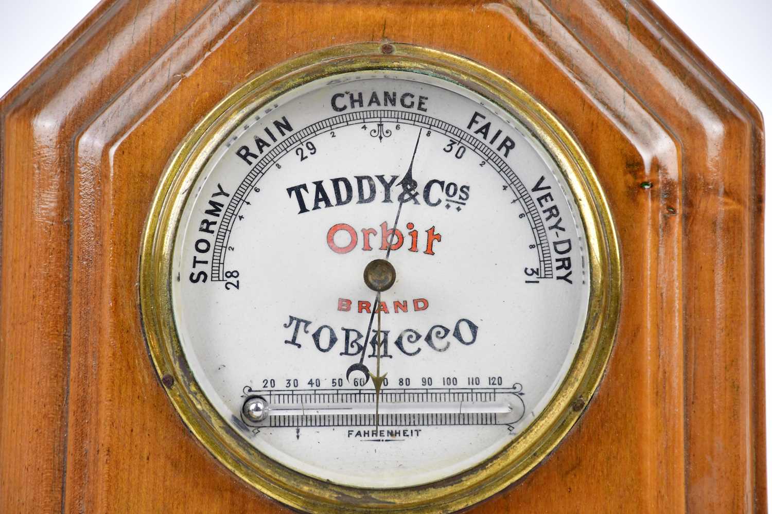 TADDY & CO; an advertising Taddy & Co Orbit Brand Tobacco barometer, height 23cm. - Bild 2 aus 2