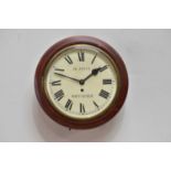 A 19th century wall clock with fusee movement, the painted dial set with Roman numerals and signed