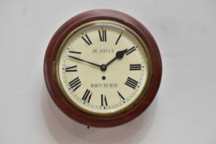 A 19th century wall clock with fusee movement, the painted dial set with Roman numerals and signed