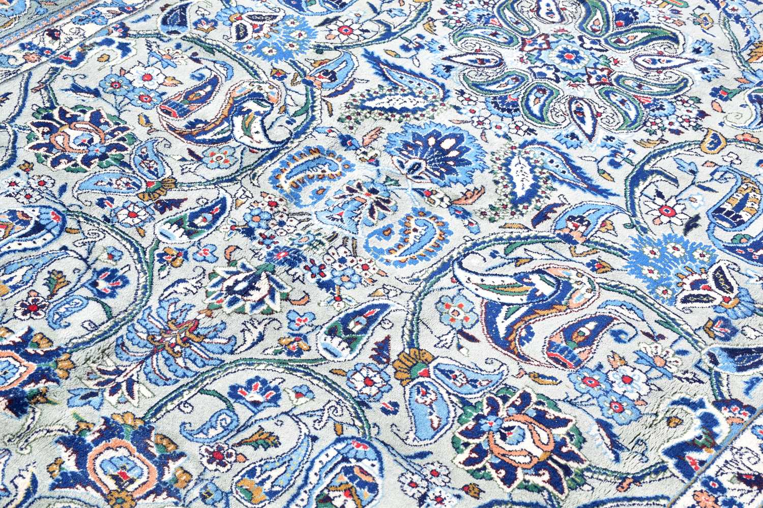 A blue ground wool carpet with floral geometric pattern, 190 x 295cm. - Image 2 of 3