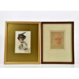 GEOFF LOCKWOOD; watercolour, 'The Blue Scarf', signed lower right, 17 x 12cm, together with an