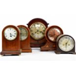 An Edwardian mahogany cased bracket clock, with two train movement striking on five straight