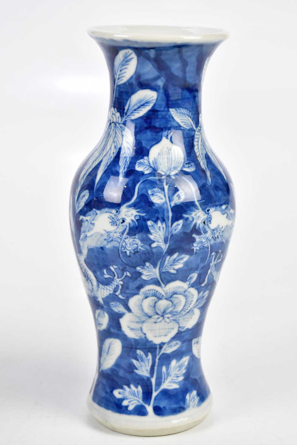 An early 20th century Chinese blue and white vase decorated with a four claw dragon, bears character - Image 7 of 9