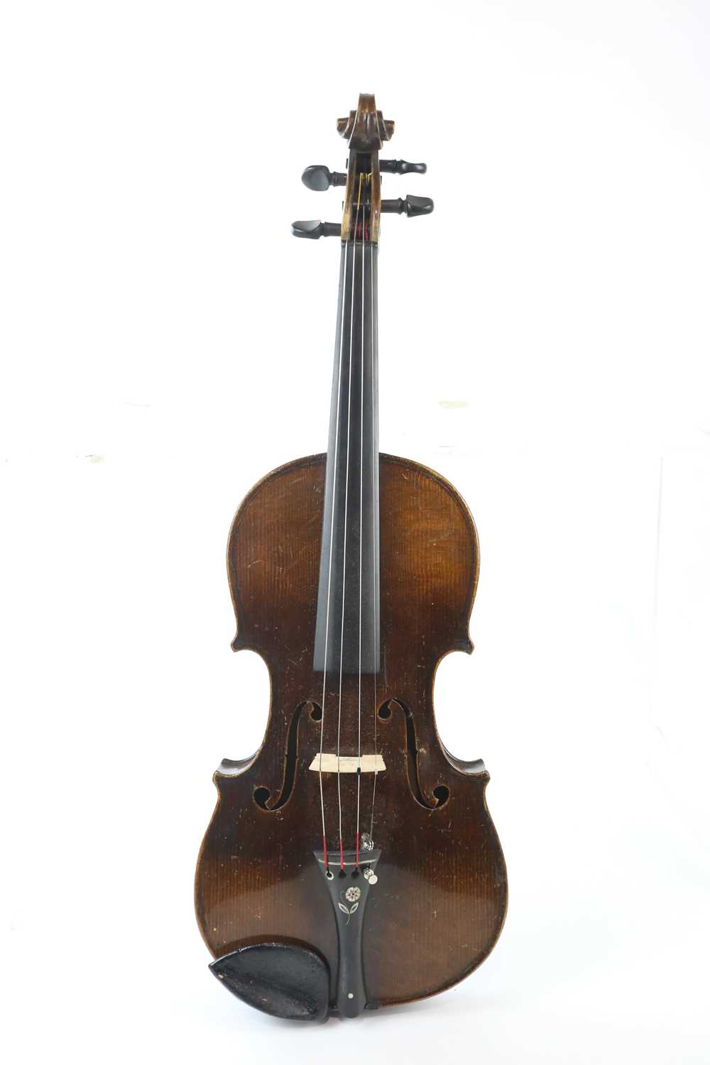 A German violin with a 36cm two piece back and bow. - Image 2 of 12