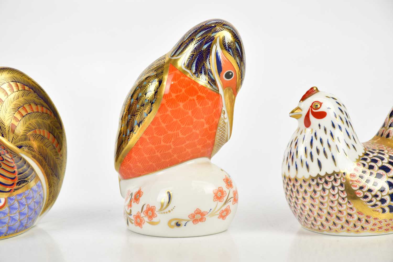 ROYAL CROWN DERBY; three animal form paperweights including cockerel and kingfisher, etc (3). - Image 3 of 4