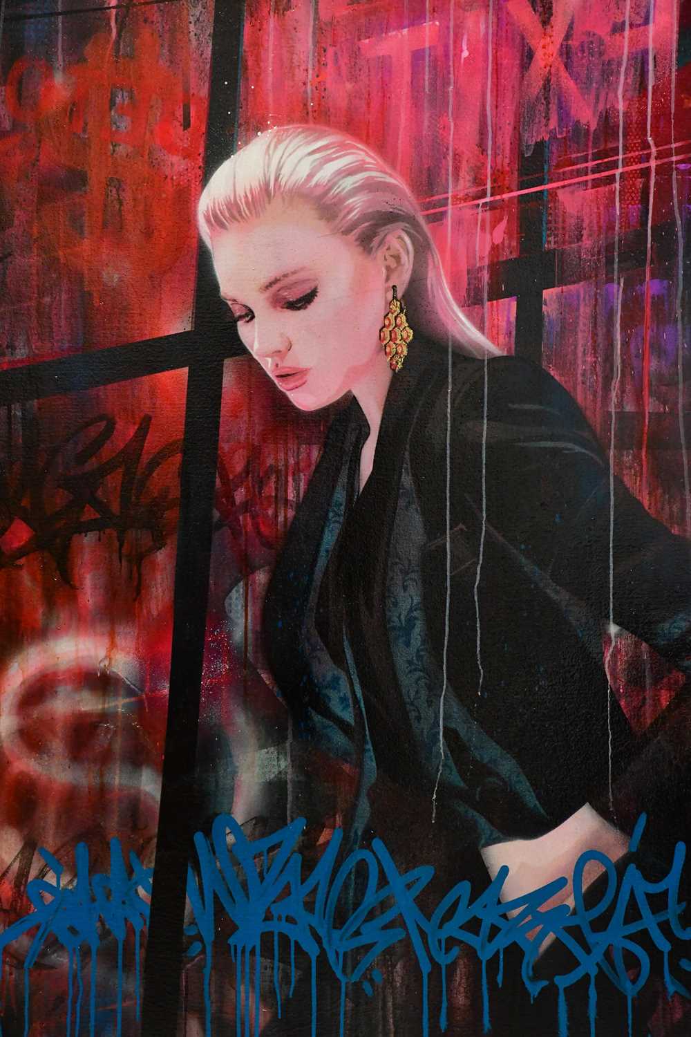 † TROIKA; oil on canvas, 'The Girl with the Ruby Earrings', signed verso, 150 x 100cm, framed. - Image 2 of 3