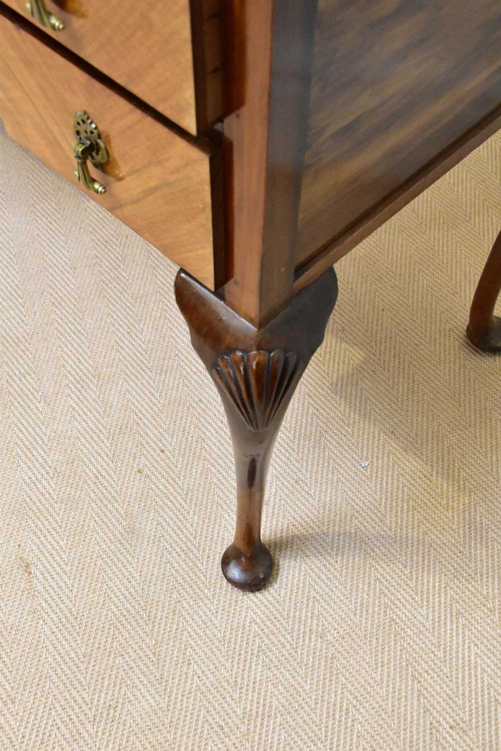 A 1950s walnut kneehole dressing table with an arrangement of five drawers on carved cabriole - Image 3 of 3