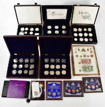 A collection of proof coins, to include the Britannia sterling coin collection, British silver