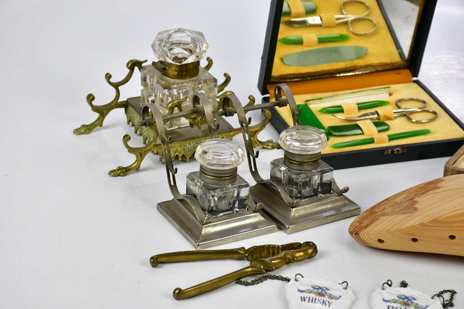 An assortment of collectors' items including an Art Deco style vanity set, inkwells, a further - Image 2 of 5